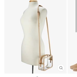 GiGi New York Collins CLEAR Crossbody Gold Leather Trim Stadium Approved